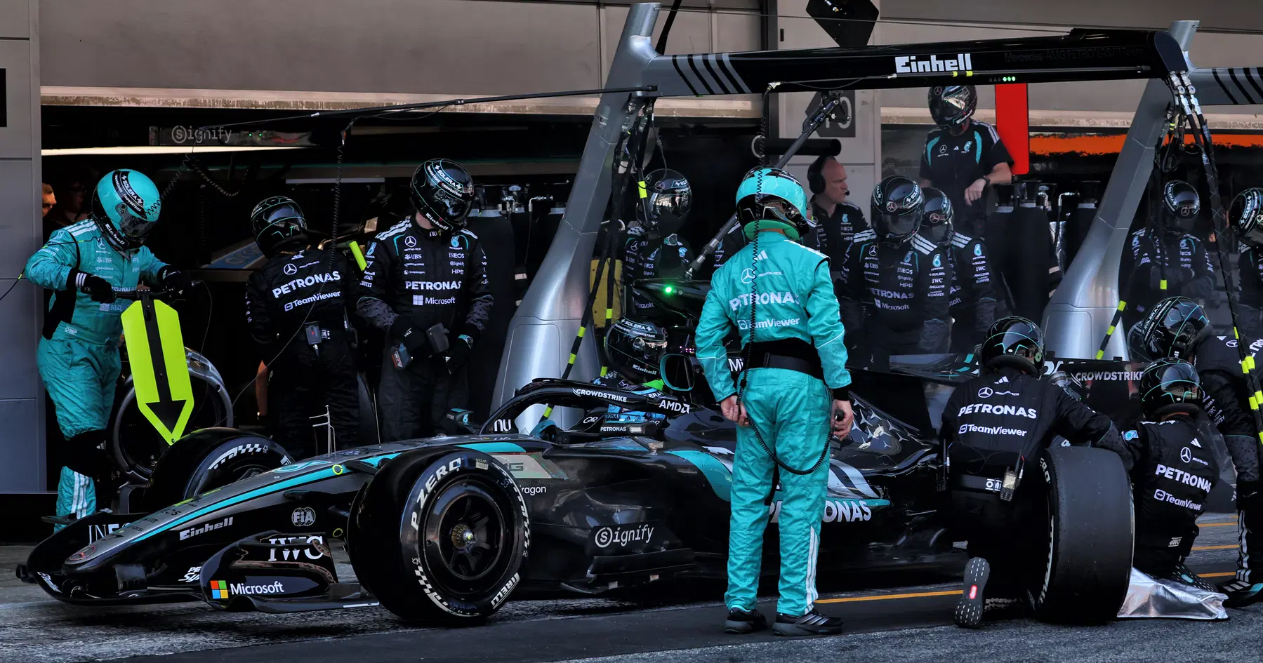 Russell y Mercedes: Charla post-disputa en Barcelona